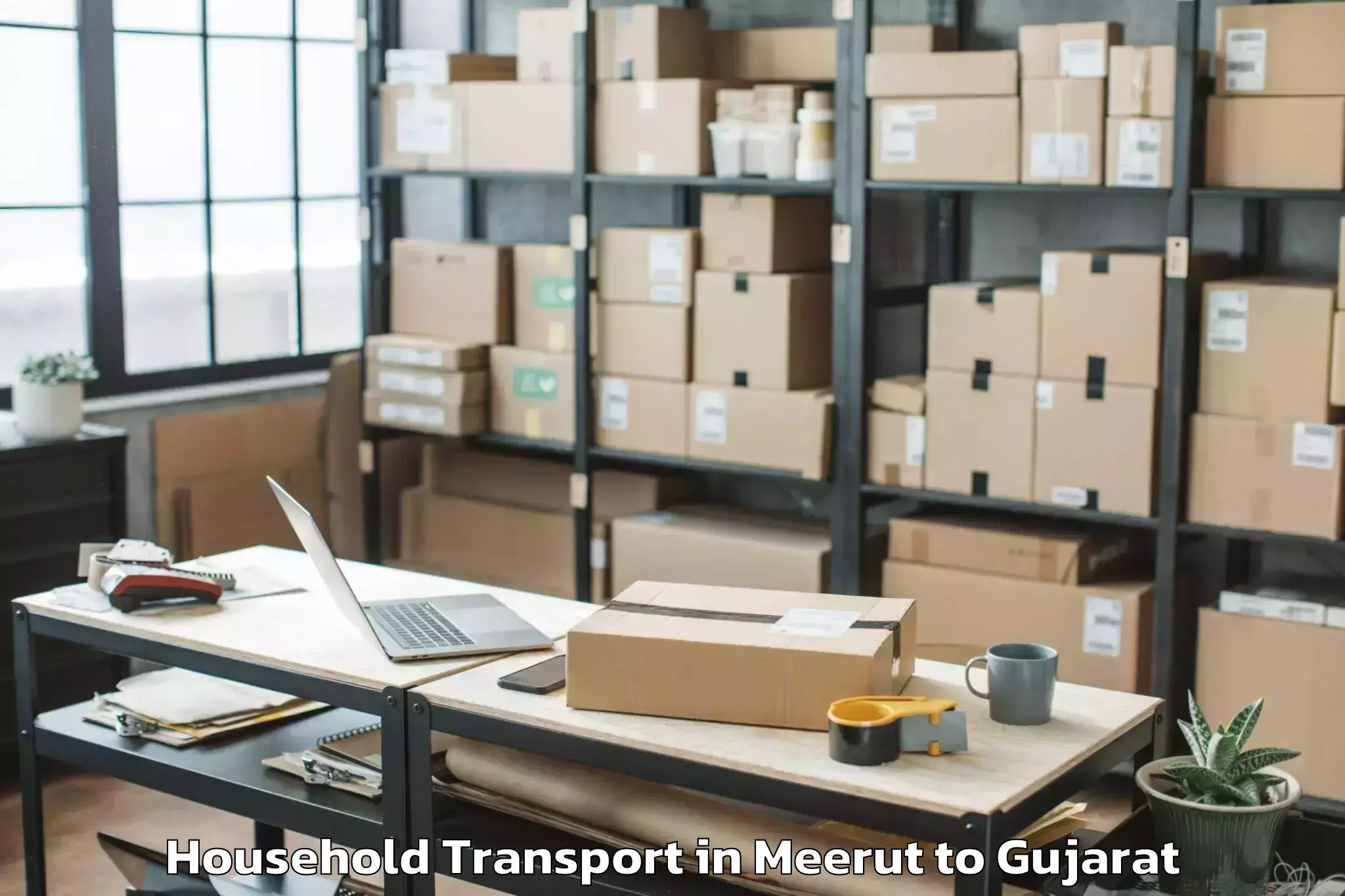 Easy Meerut to Hansot Household Transport Booking